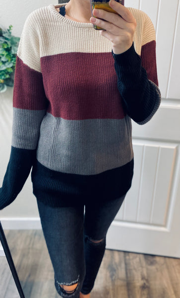 Ampersand Ave Colorblock Wine Sweater