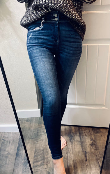Kancan Darkwash Double-button Skinny Denim
