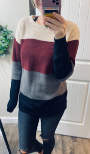 Ampersand Ave Colorblock Wine Sweater
