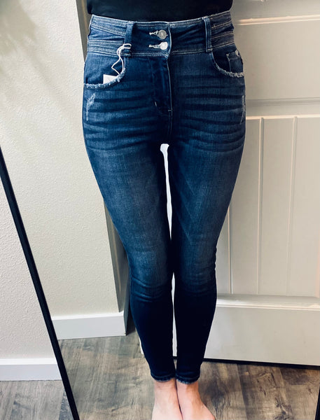 Kancan Darkwash Double-button Skinny Denim