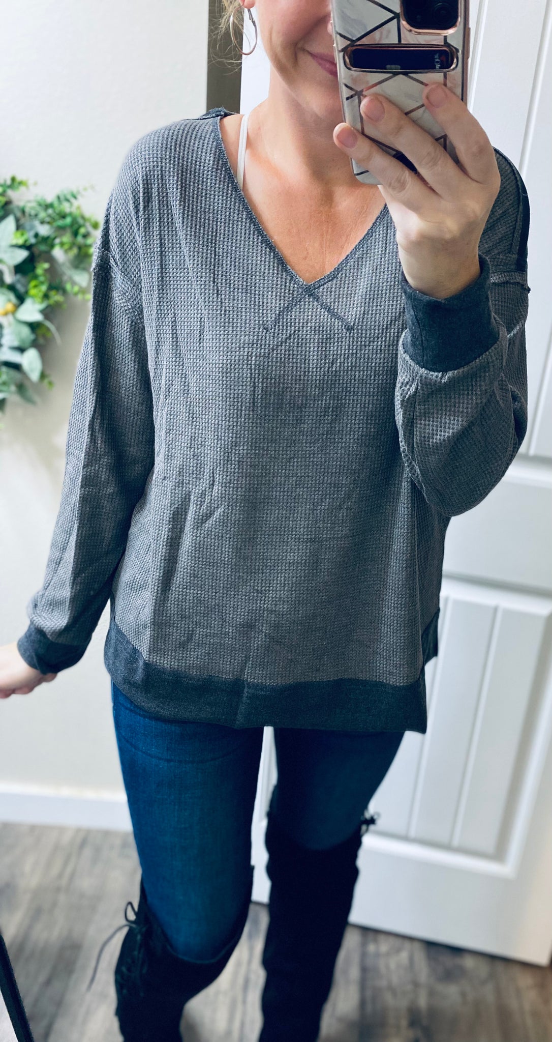 Charcoal Trim Long Sleeve