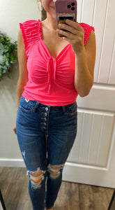 Hot Pink On/Off Sleeve Crop Top