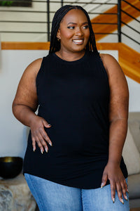 Can't Wait For Spring Hi-Low Sleeveless Top in Black