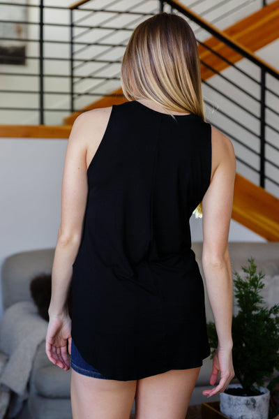 Can't Wait For Spring Hi-Low Sleeveless Top in Black
