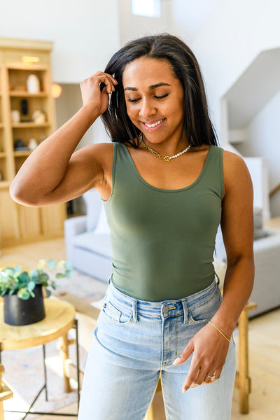 Short Seamless Reversible Tank in Olive