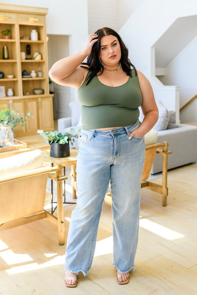 Short Seamless Reversible Tank in Olive