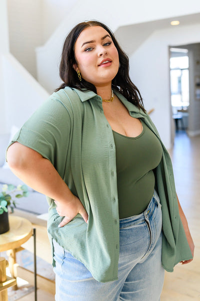 Short Seamless Reversible Tank in Olive