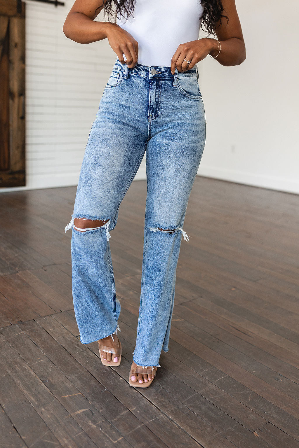 Risen Acid-wash Straight Denim