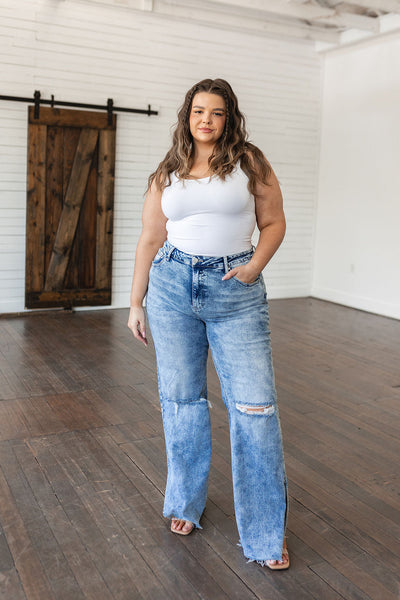Risen Acid-wash Straight Denim