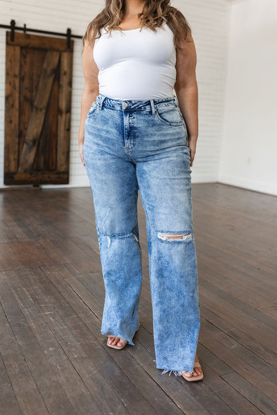 Risen Acid-wash Straight Denim