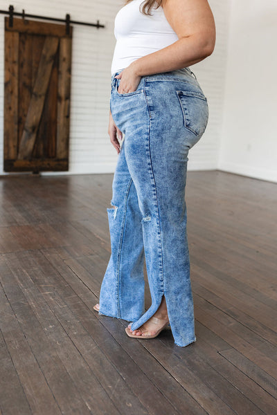 Risen Acid-wash Straight Denim