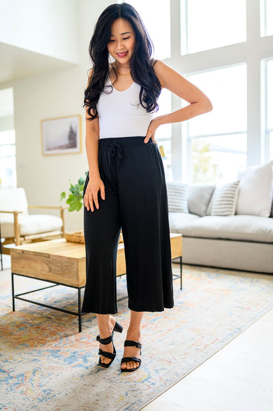 Black Wide Leg Cropped Pants