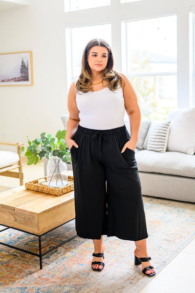 Black Wide Leg Cropped Pants