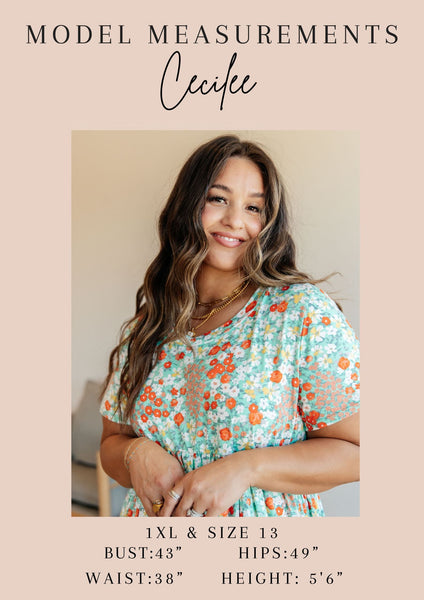 Mint Brushed Floral Dress
