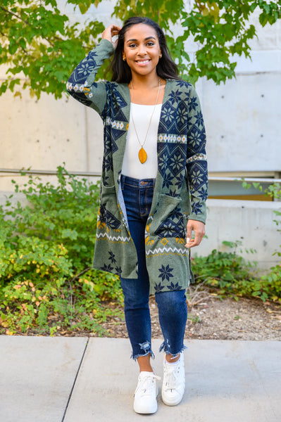 Christmas Night Cardigan in Olive