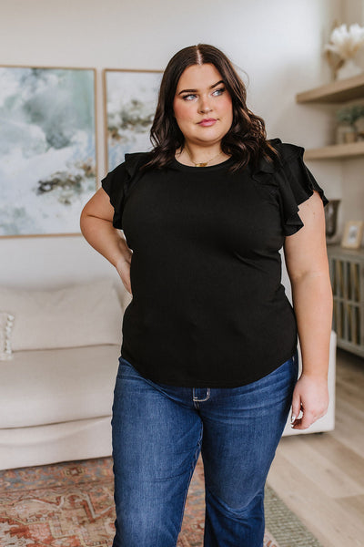 Black Flutter Sleeve Top