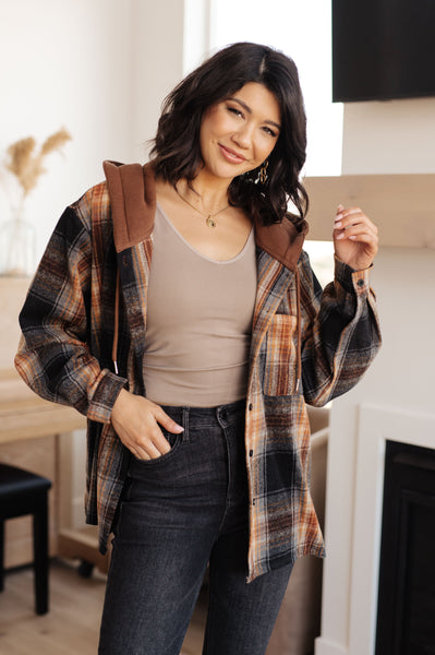Side Slit Hooded Shacket