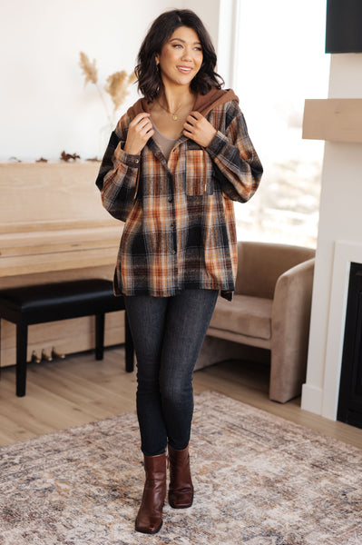 Side Slit Hooded Shacket