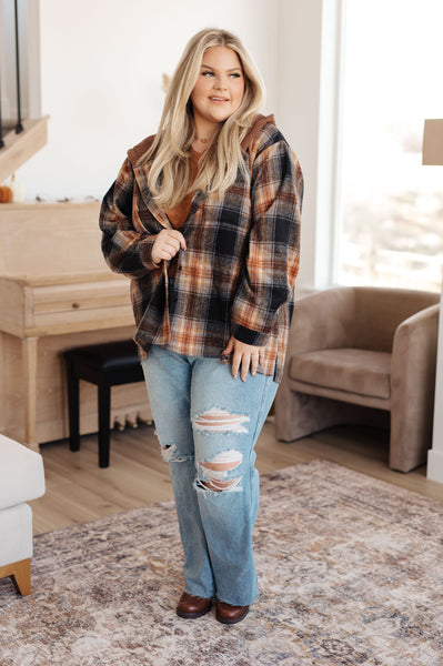 Side Slit Hooded Shacket