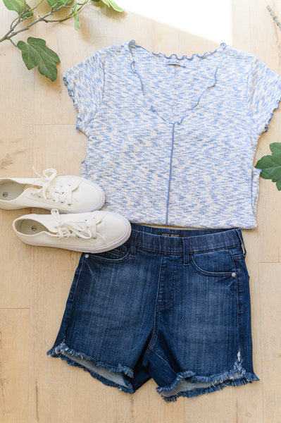 Ruffle Sleeve Top in Blue