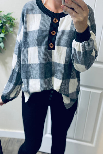 Plaid Button Long Sleeve