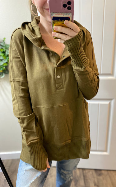 Washed Oversized French Terry Button Pullover