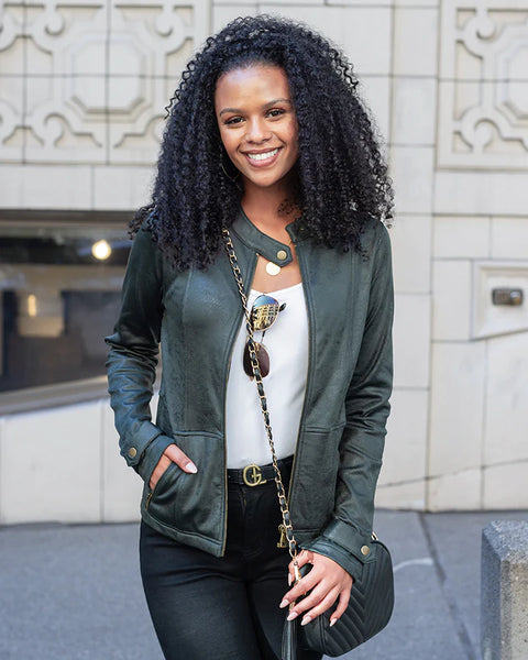Faux Leather Racer Jacket
