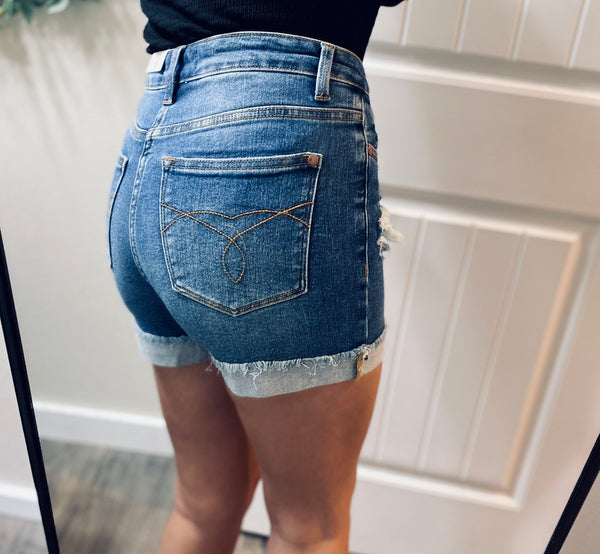 Judy Blue Red Bandana Pocket Shorts