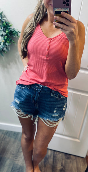 Rose Button Henley Cami