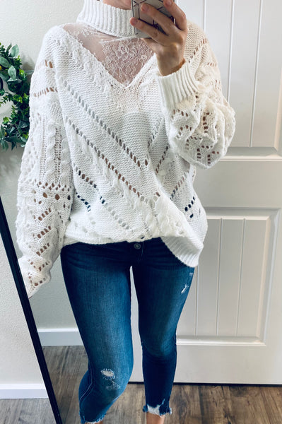 Ivory Perforated Sweater