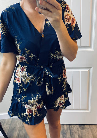 Navy Floral Romper