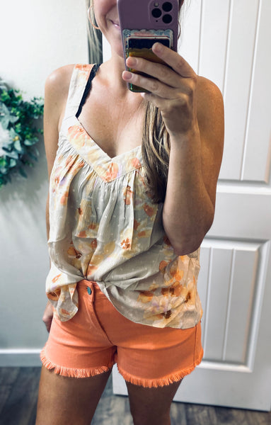 Peach Brilliant Blossom Swiss Dot Tank