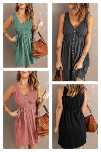 Button Sleeveless Dress