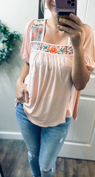 Preorder Pink Embroidered Top