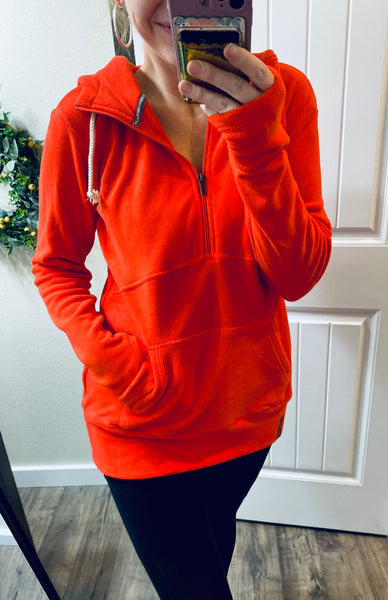 Red Fleece 1/2 Zip Ampersand Ave. Hoodie