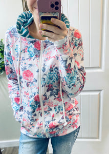 Spring Floral Full Zip Hoodie