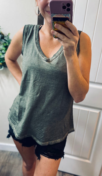 Raw Hem Sleeveless Top