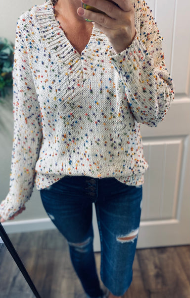 Confetti Dot V-neck Sweaters