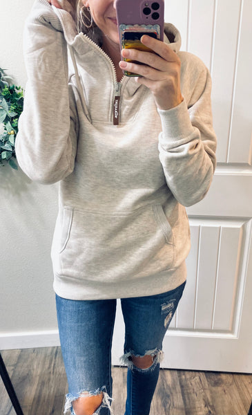 Oatmeal 1/2 Zip Wanakome Hoodie