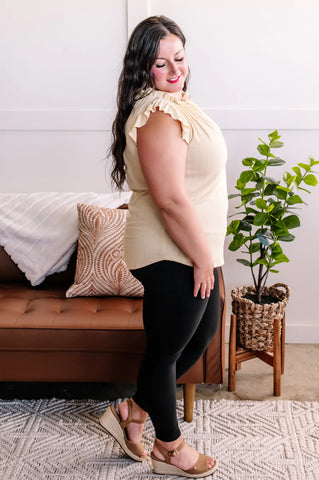 Gold Collar Ruffle Sleeveless Top