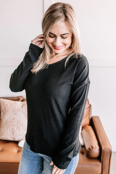 Black Lace Detail Back Long Sleeve