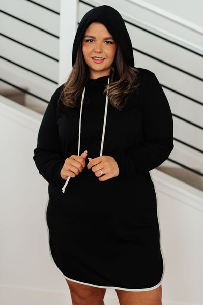 Hooded Contrast Trim Dress