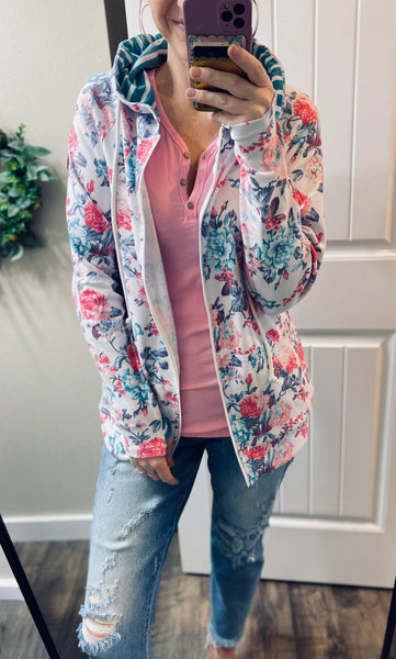 Spring Floral Full Zip Hoodie