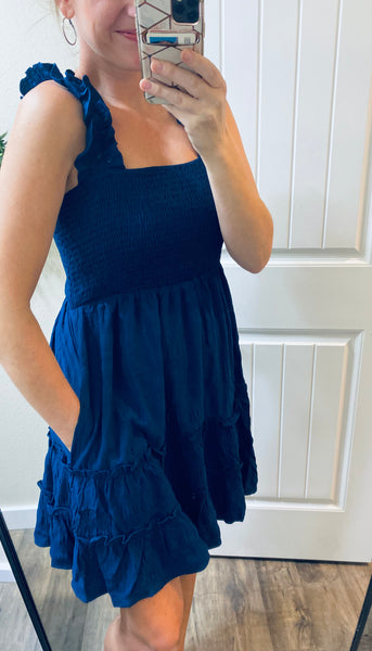 Navy Ruffle Dress