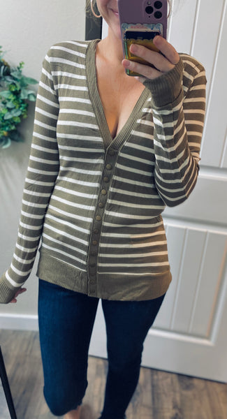 Striped Snap Cardigan