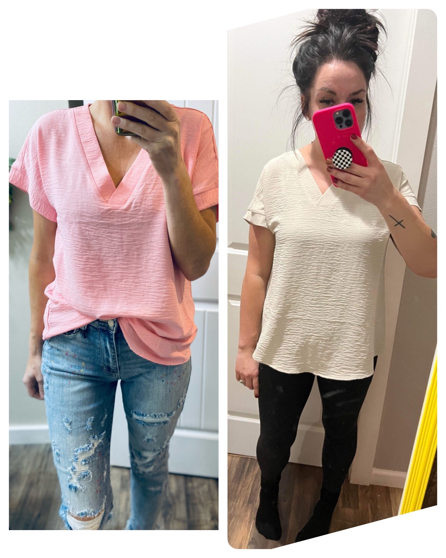 Woven V-Neck Hi Low Blouse