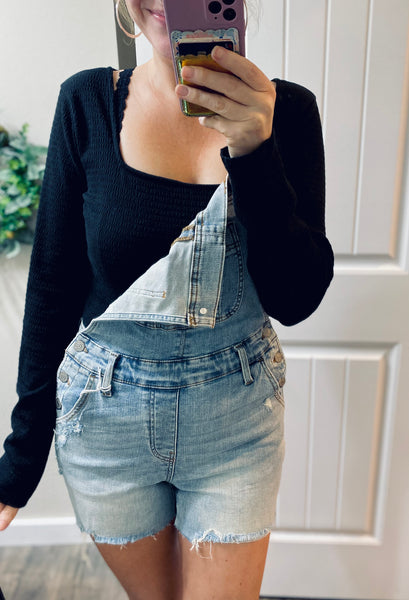 Judy Blue Raw Hem Overall Shorts