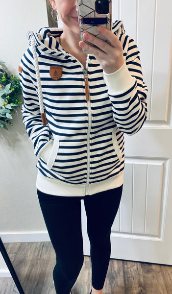 Navy Stripe Full Zip Wanakome