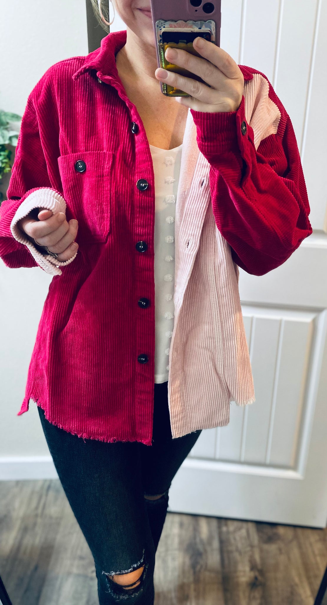 Hold My Hand Pink Colorblock Shacket