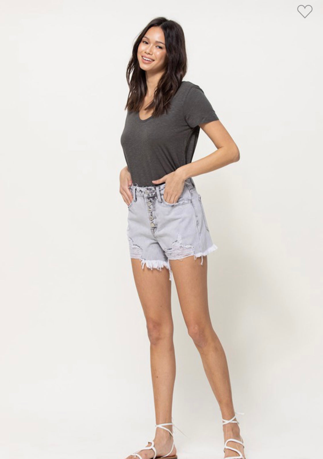 Vervet Highrise Buttonfly Distressed Shorts